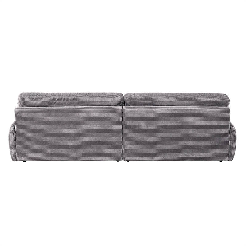 ACME Cadenza Corduroy Fabric Upholstered Rolled Armrests Sofa in Gray