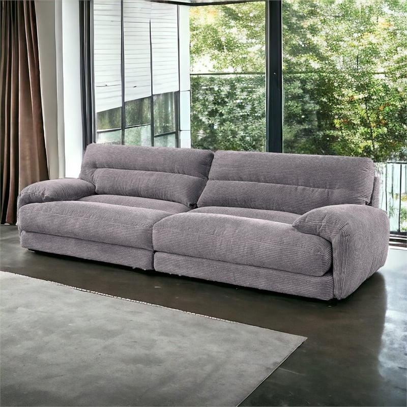 ACME Cadenza Corduroy Fabric Upholstered Rolled Armrests Loveseat in Gray
