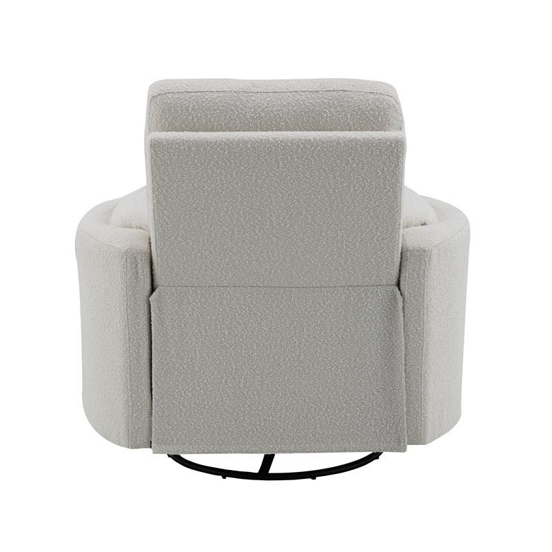 ACME Sagen Boucle Fabric Upholstered Swivel Glider Recliner in Beige