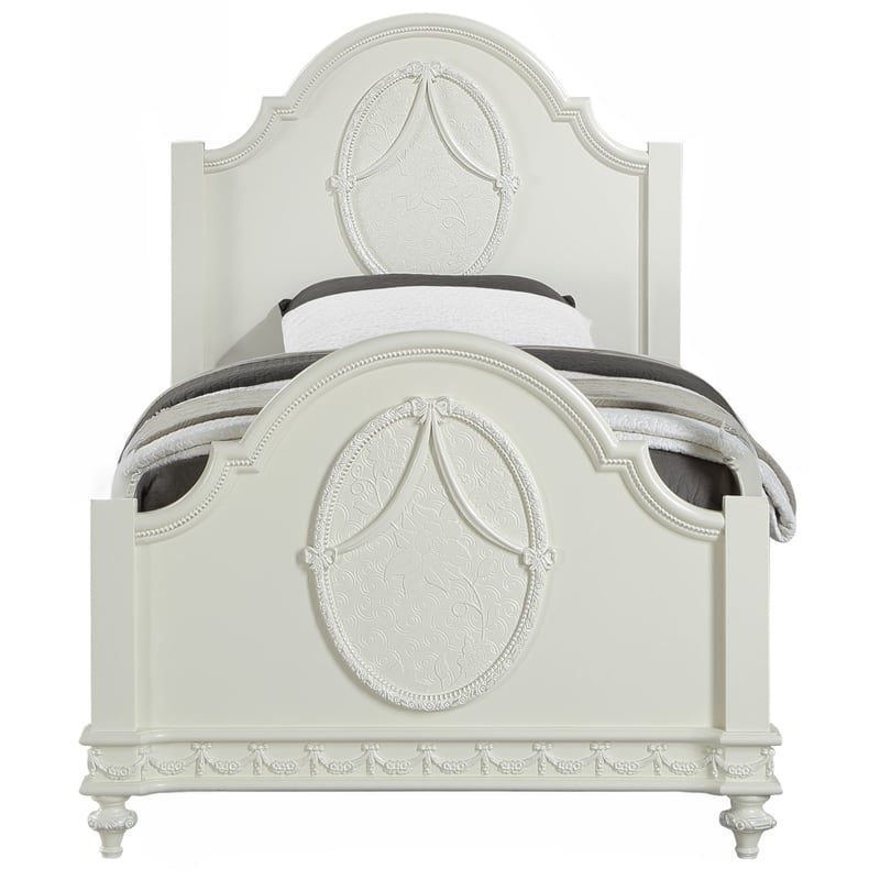 ACME Dorothy Transitional Wood Twin Poster Bed in Ivory Finish