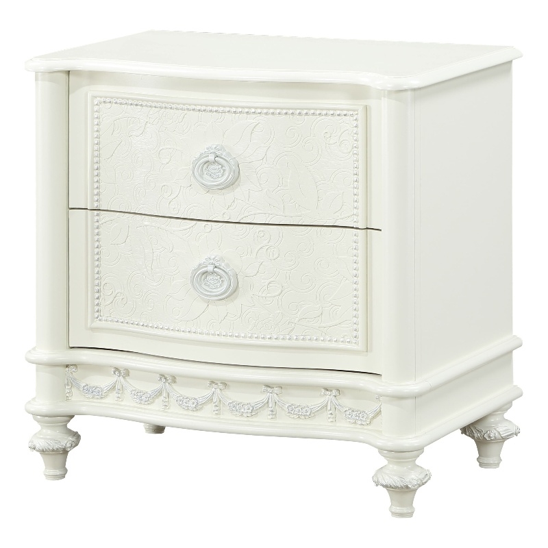 ACME Dorothy Transitional Wood 2 Drawers Nightstand in Ivory