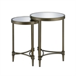 ACME Aditya Metal Nesting Table Set in Mirrored and Antique Brass (Set of 2)