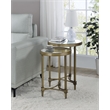 ACME Aditya Metal Nesting Table Set in Mirrored and Antique Brass (Set of 2)