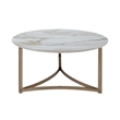 ACME Aziz Contemporary Metal Coffee Table with Stone Top in Champagne Bronze