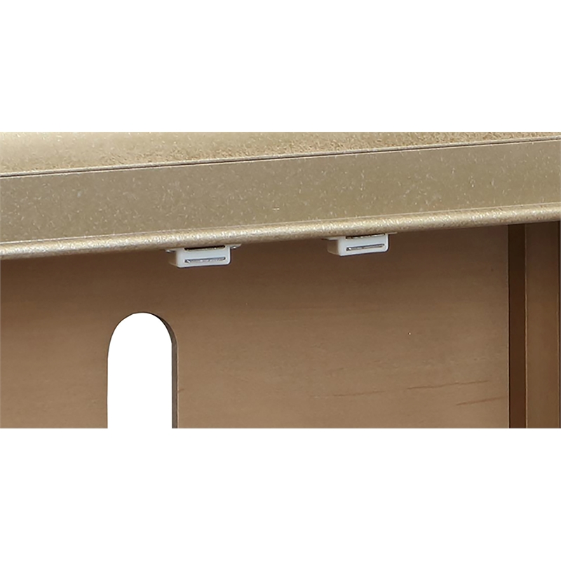 ACME Dodie Wood Console Cabinet in Natural Oak Sunburst and Taupe Champaign