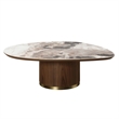 ACME Willene Contemporary Wood Coffee Table with Ceramic Top in Walnut
