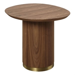 ACME Willene Contemporary Wood Pedestal End Table in Walnut and Gold