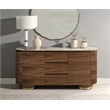 ACME Willene Contemporary Wood Server with Ceramic Top in Walnut/White