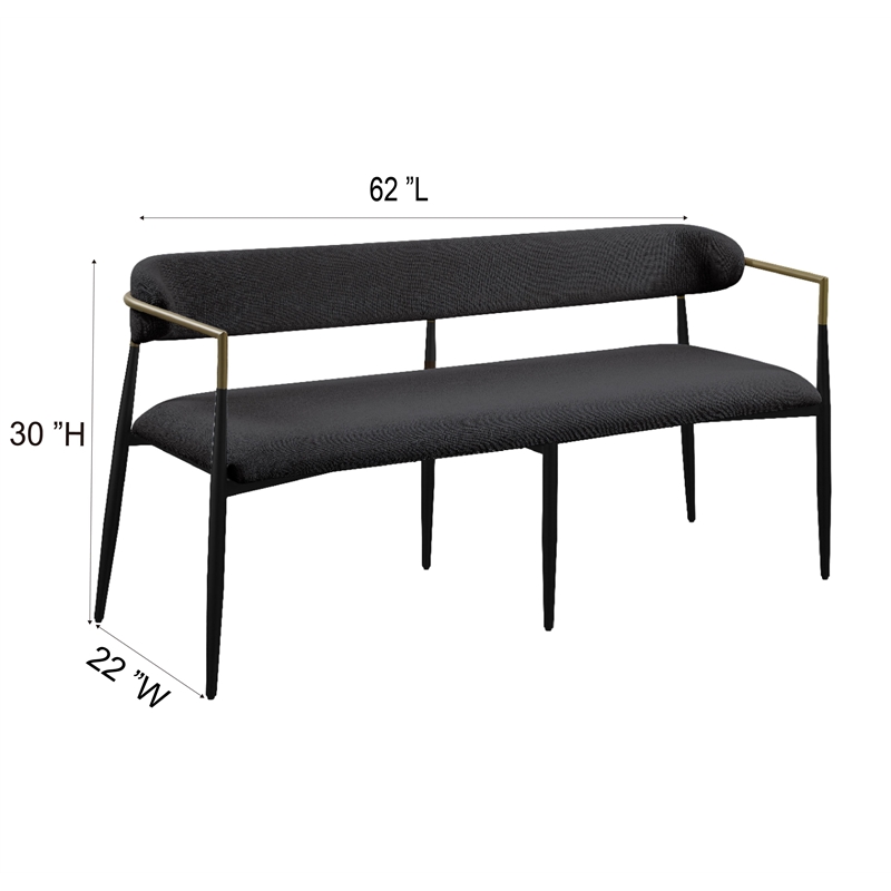 ACME Jaramillo Contemporary Fabric/Metal Open Back Bench in Black