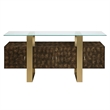 ACME Mabyn Transitional Wood Console Table in Brass and Antique Brown