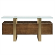 ACME Mabyn Transitional Wood Console Table in Brass and Antique Brown