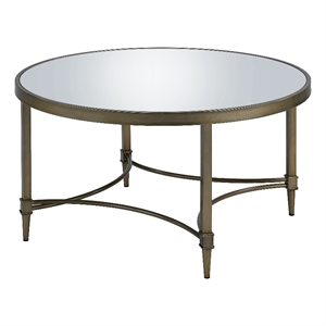 ACME Aditya Contemporary Metal Coffee Table in Mirrored and Antique Brass