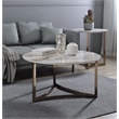 ACME Aziz Contemporary Metal End Table with Stone Top in Champagne Bronze