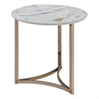ACME Aziz Contemporary Metal End Table with Stone Top in Champagne Bronze