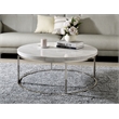 ACME Zaidee Contemporary Metal Coffee Table with Marble Top in Nickel