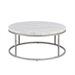 ACME Zaidee Contemporary Metal Coffee Table with Marble Top in Nickel