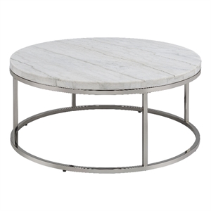 ACME Zaidee Contemporary Metal Coffee Table with Marble Top in Nickel
