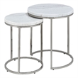 ACME Zaidee Metal Nesting Table Set with Marble Top in Nickel (Set of 2)