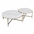 ACME Zaidee Metal Nesting Table Set with Marble Top in Bronze (Set of 2)