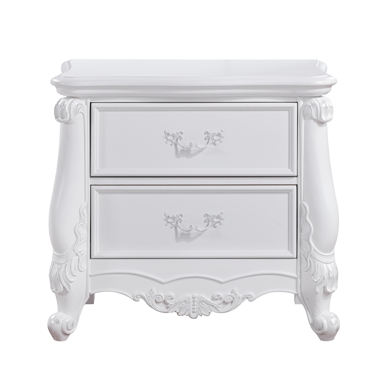 ACME Latisha Wood 2-Drawer Rectangular Nightstand in Pure White