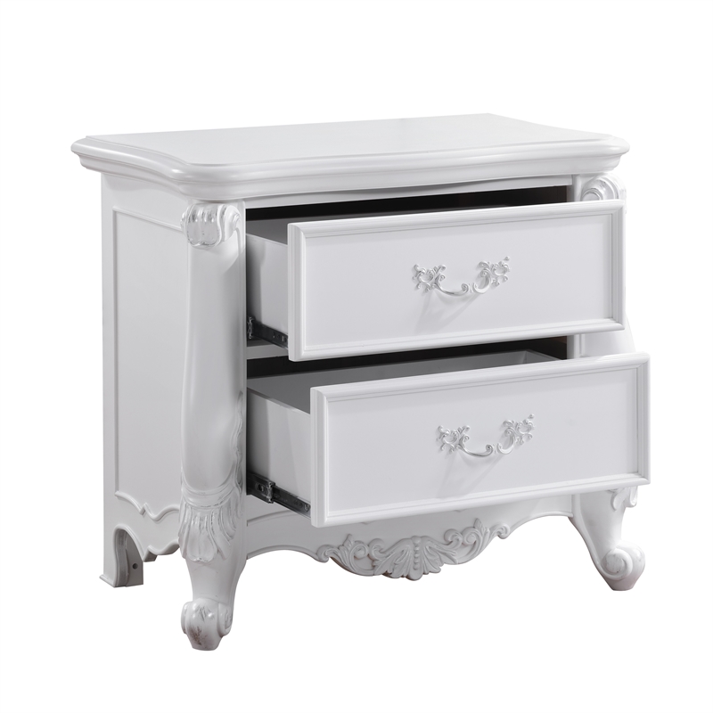 ACME Latisha Wood 2-Drawer Rectangular Nightstand in Pure White