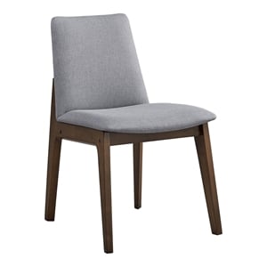 ACME Kaela Wood and Fabric Side Chair in Walnut and Gray (Set of 2)