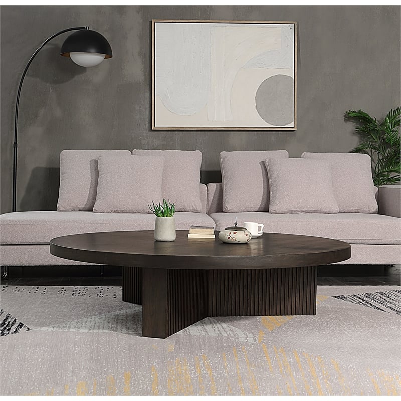 ACME Guido Contemporary Wood Round Coffee Table in Oak Finish