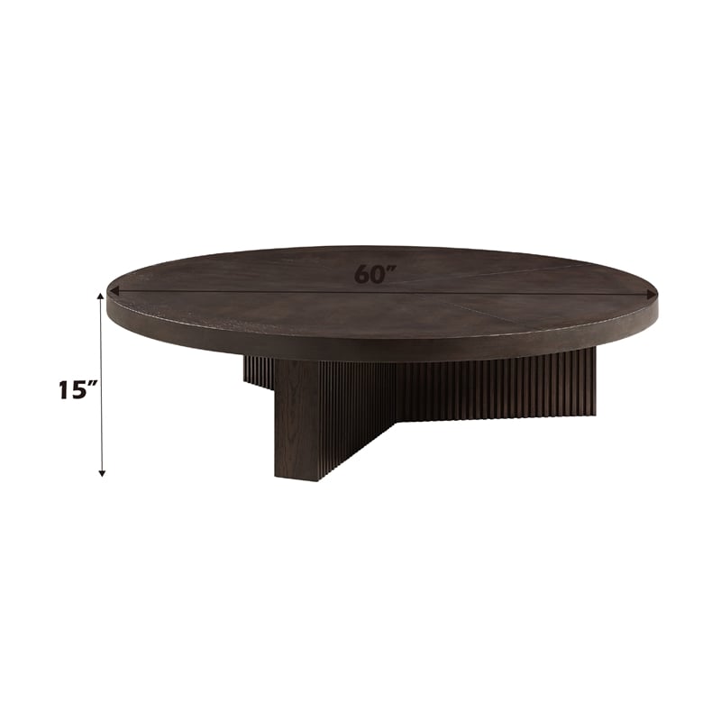 ACME Guido Contemporary Wood Round Coffee Table in Oak Finish