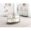 ACME Zaba Metal and Tempered Glass Round End Table in Silver and Clear