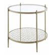 ACME Zaba Metal and Tempered Glass Round End Table in Silver and Clear
