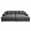 ACME Hilde Velvet Upholstered Sectional Sofa with 4 Pillows in Gray