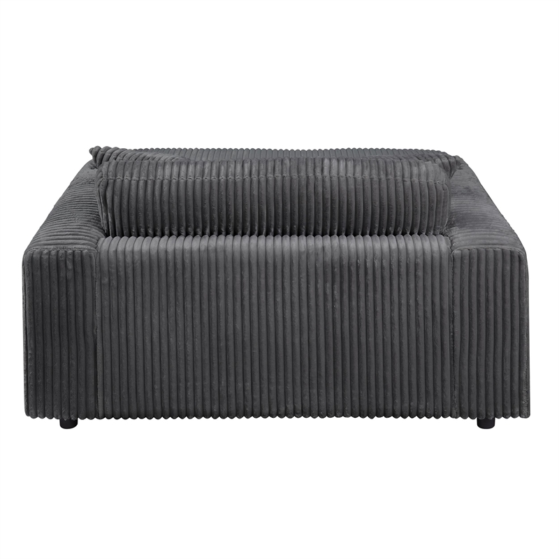 ACME Hilde Contemporary Velvet Upholstered Chaise with 2 Pillows in Gray