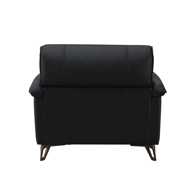 ACME Eilene Contemporary Top Grain Leather Upholstered Chair in Black