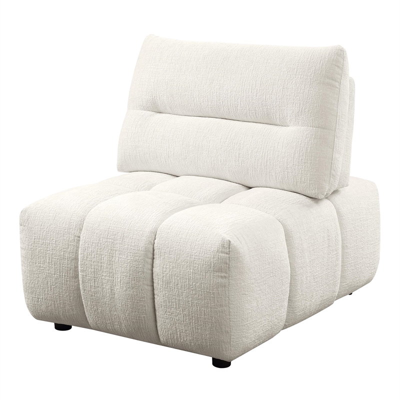 ACME Loanna Contemporary Linen Fabric Upholstered Armless Chair in Beige