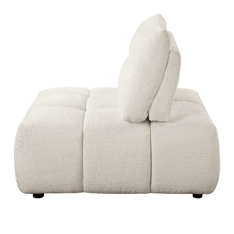 ACME Loanna Contemporary Linen Fabric Upholstered Armless Chair in Beige