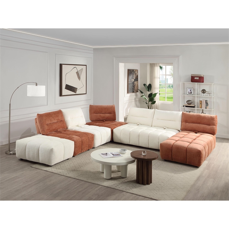 ACME Loanna Contemporary Linen Fabric Upholstered Armless Chair in Beige