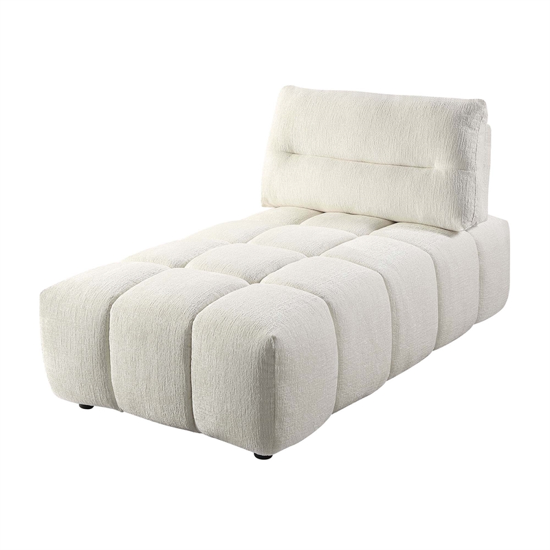 ACME Loanna Contemporary Linen Fabric Upholstered Chaise in Beige