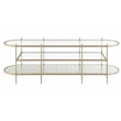 ACME Zaba Metal and Tempered Glass Oval TV Stand in Silver and Clear