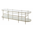 ACME Zaba Metal and Tempered Glass Oval TV Stand in Silver and Clear
