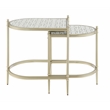 ACME Zaba Metal and Tempered Glass Nesting Table Set in Silver and Clear