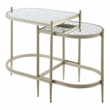 ACME Zaba Metal and Tempered Glass Nesting Table Set in Silver and Clear