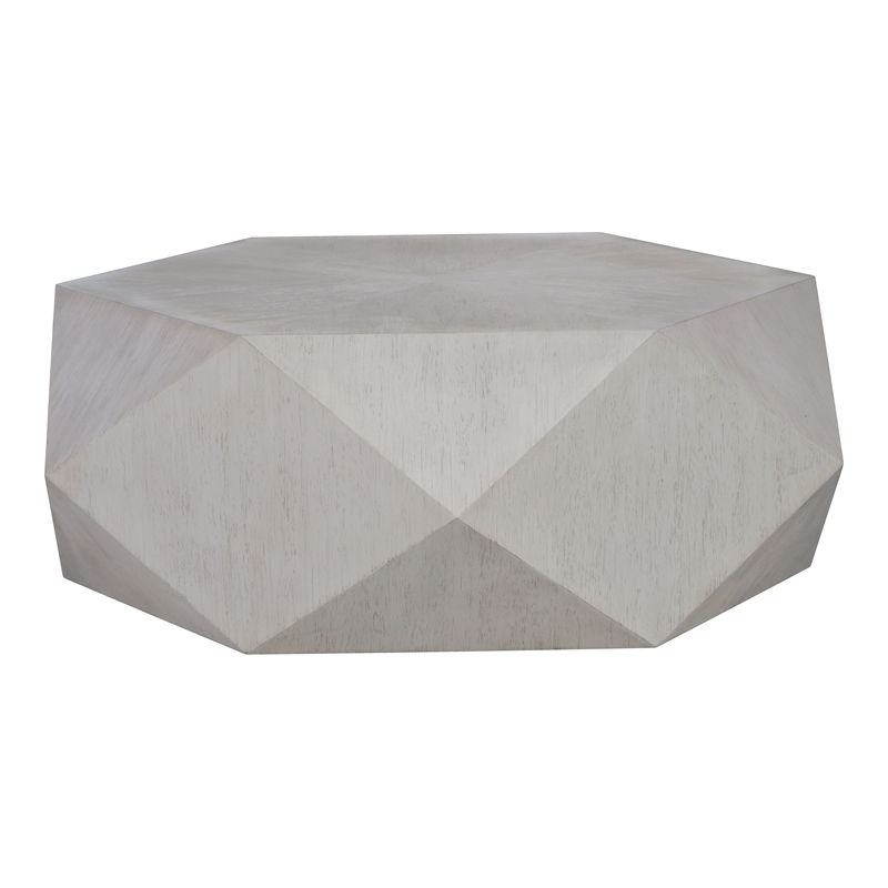 ACME Hanniel Contemporary Wood Hexagonal Coffee Table in Antique White