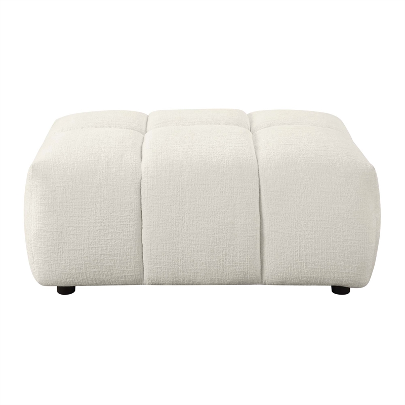 ACME Loanna Contemporary Linen Fabric Upholstered Ottoman in Beige