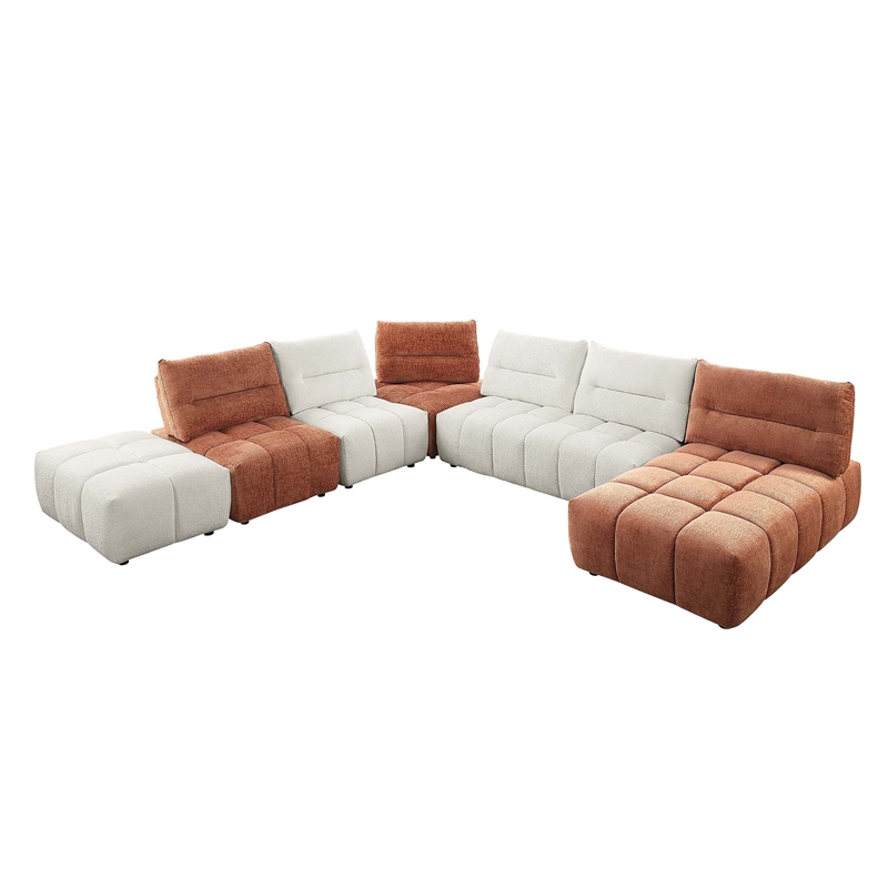 ACME Loanna Contemporary Linen Fabric Upholstered Ottoman in Beige
