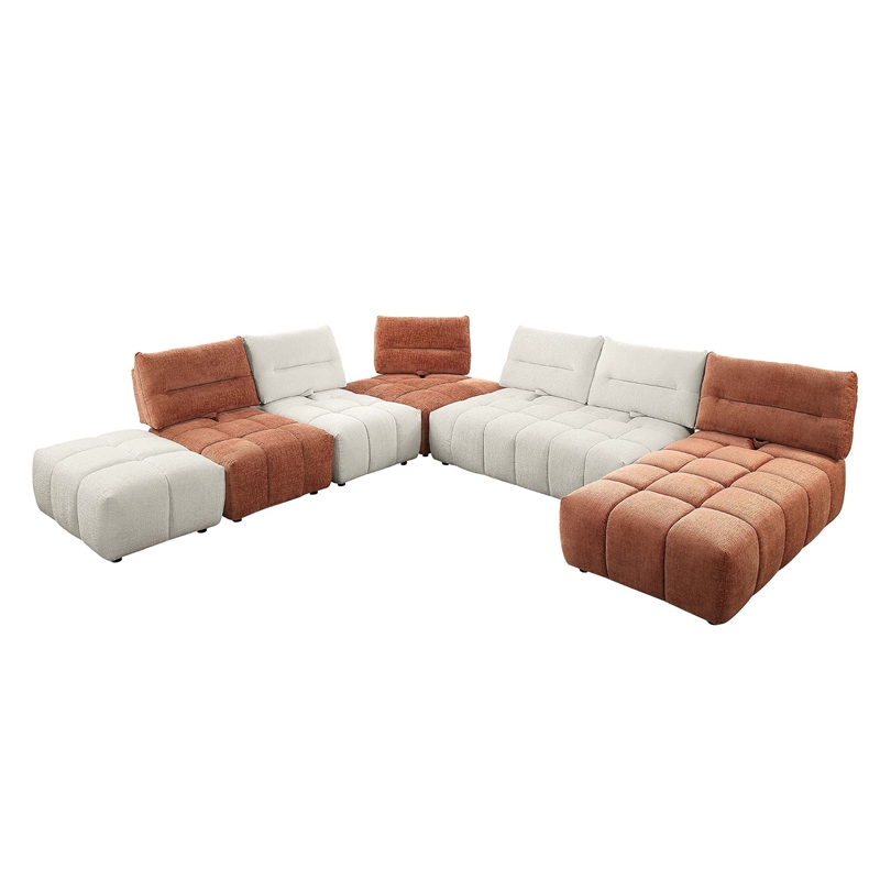 ACME Loanna Contemporary Linen Fabric Upholstered Ottoman in Beige