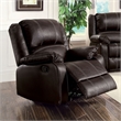 ACME Zuriel PU Faux Leather Upholstered Motion Rocker Recliner in Brown