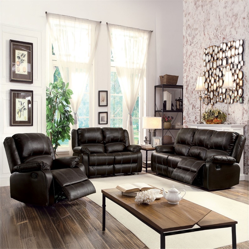 ACME Zuriel PU Faux Leather Upholstered Motion Rocker Recliner in Brown