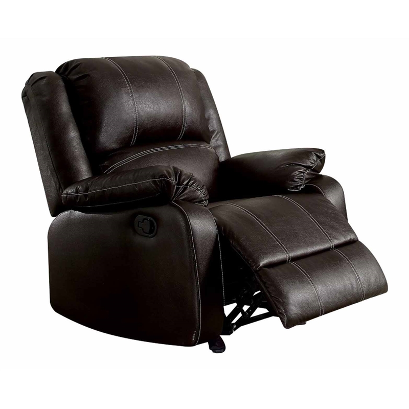 ACME Zuriel PU Faux Leather Upholstered Motion Rocker Recliner in Brown