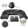 ACME Chloris Linen Fabric Upholstered Sectional Sofa with Pillows in Gray