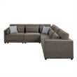 ACME Rylie Contemporary Fabric Upholstered Left Facing Armrest Chair in Gray